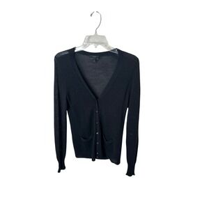 J. Crew Black Fine Knit Button Front Cardigan Sweater Womens